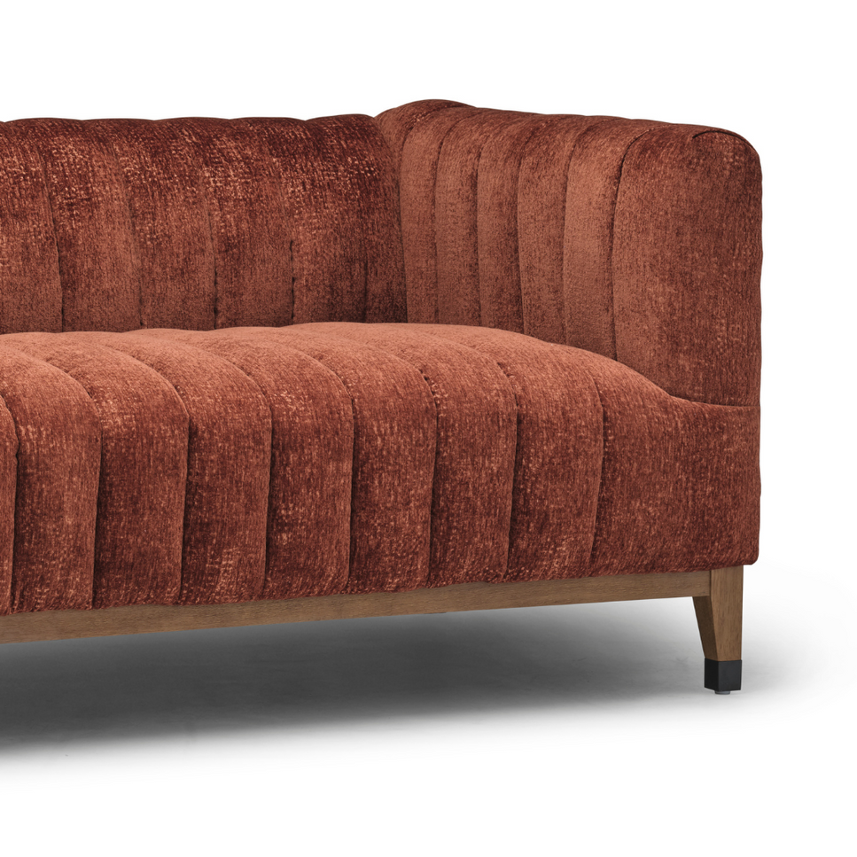 Chic Mid-Century Sofa, Russet + Rustic Oak