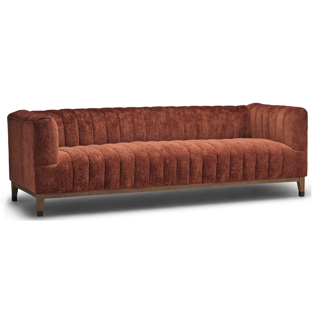 Chic Mid-Century Sofa, Russet + Rustic Oak