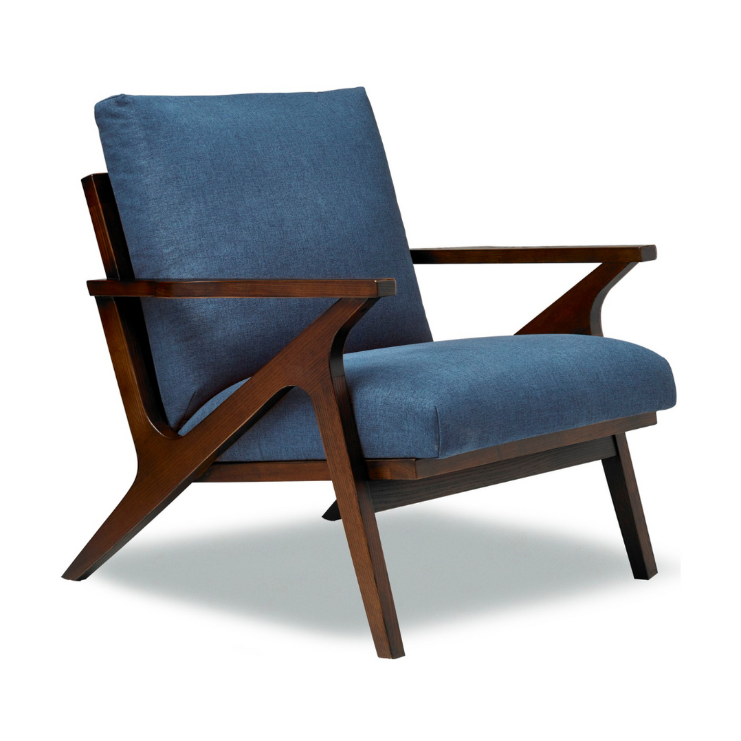 Deep Blue Fabric Lounge Chair