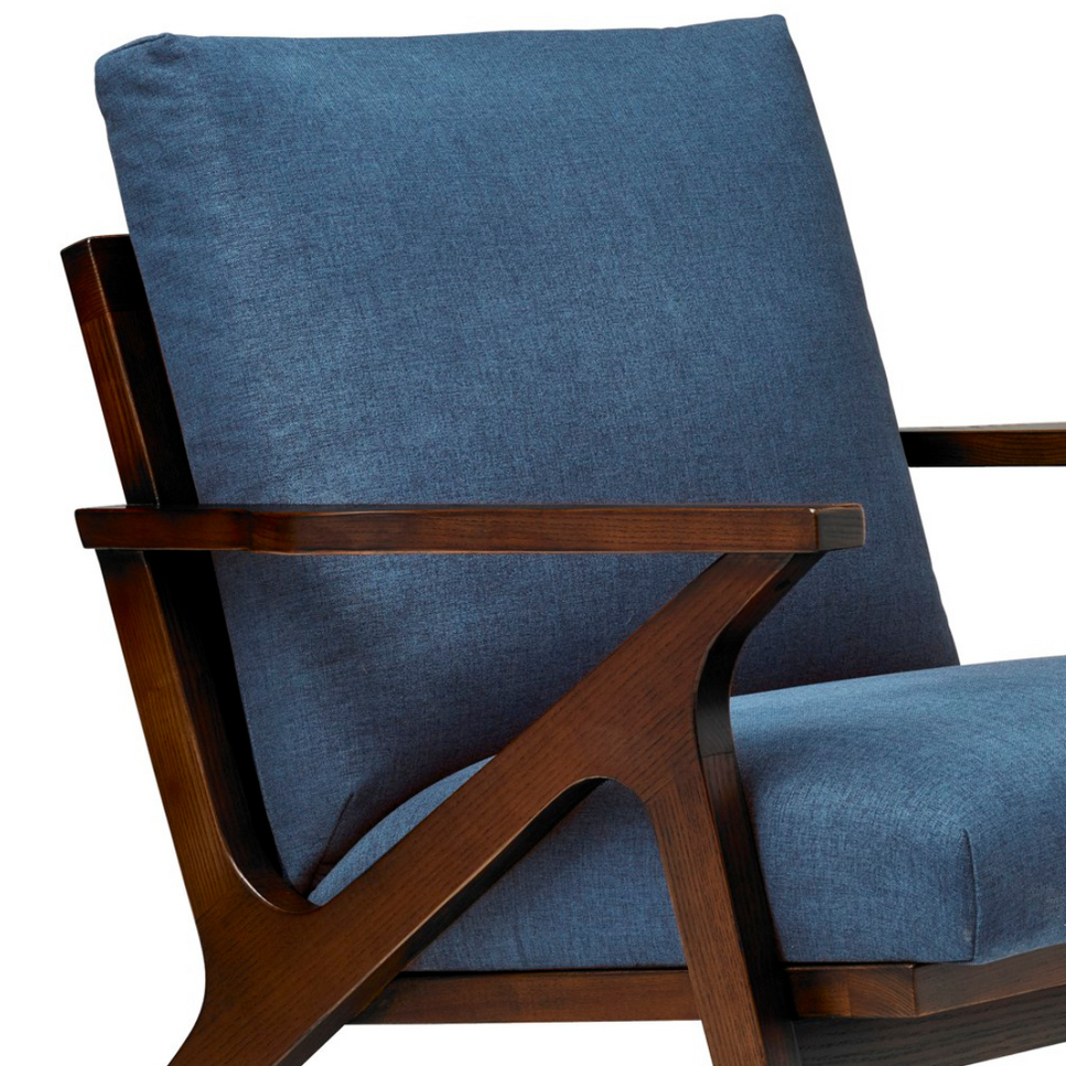 Deep Blue Fabric Lounge Chair