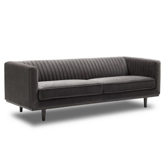 Dru Luxury Stone Grey Velvet Sofa