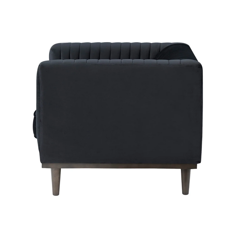 Dru Black Velvet Accent Lounge Chair