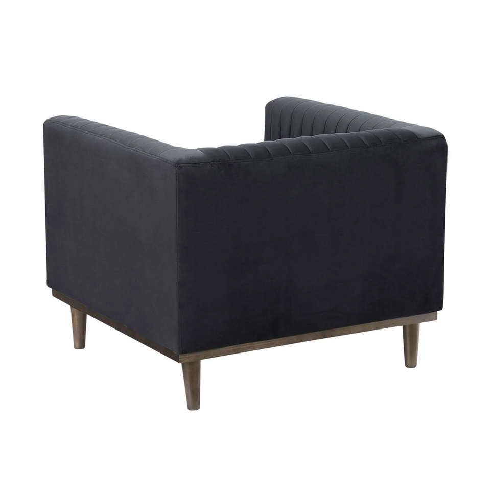 Dru Black Velvet Accent Lounge Chair