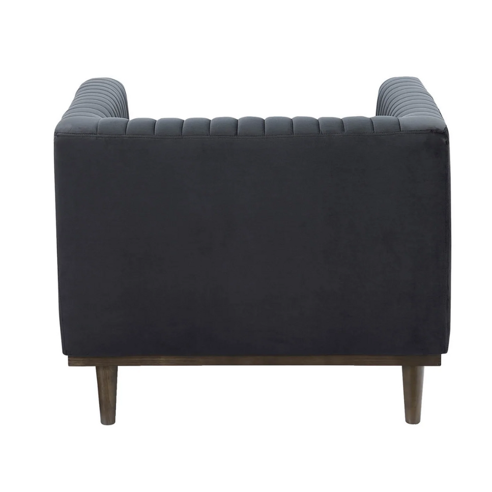 Dru Black Velvet Accent Lounge Chair