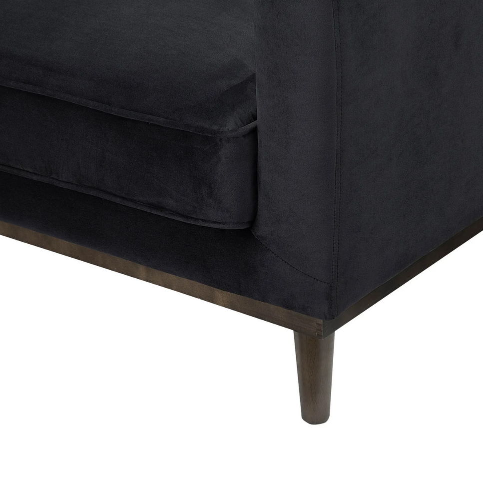 Dru Black Velvet Accent Lounge Chair