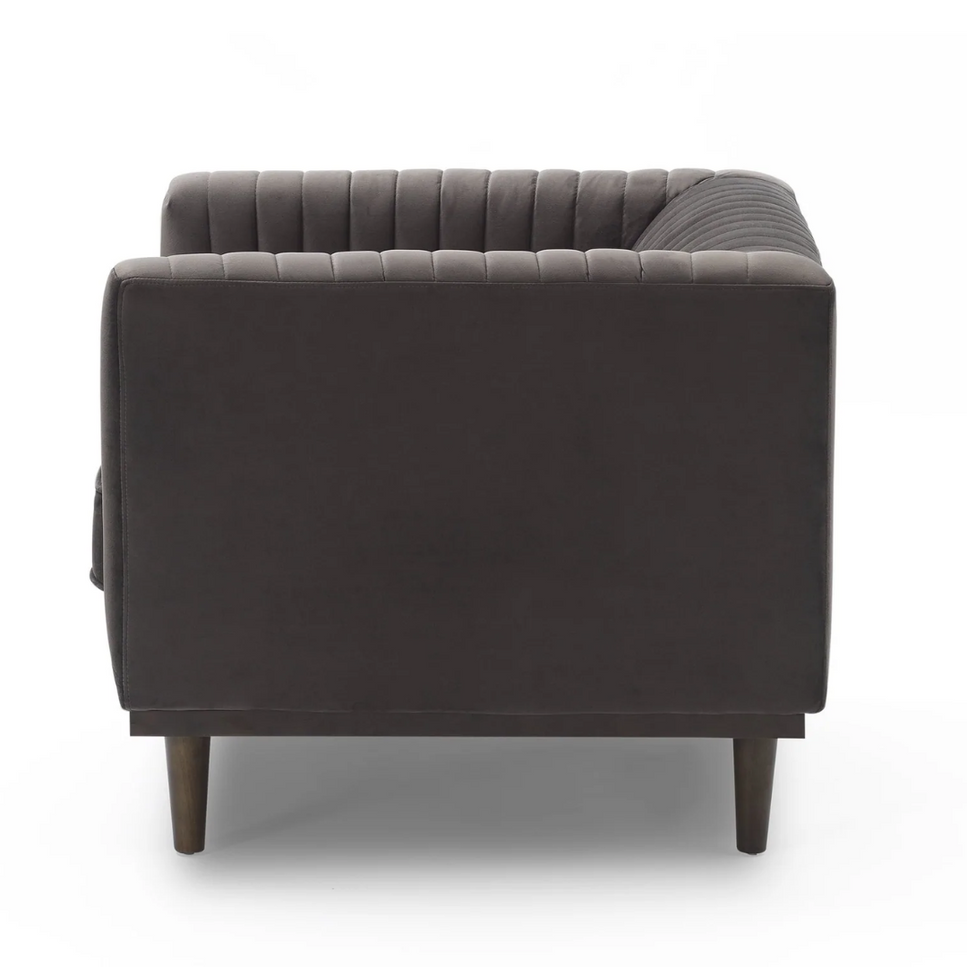 Dru Stone Grey Velvet Accent Lounge Chair