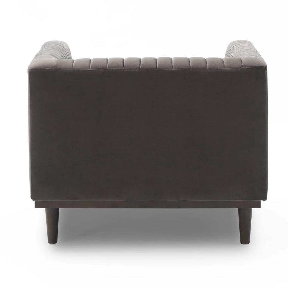 Dru Stone Grey Velvet Accent Lounge Chair