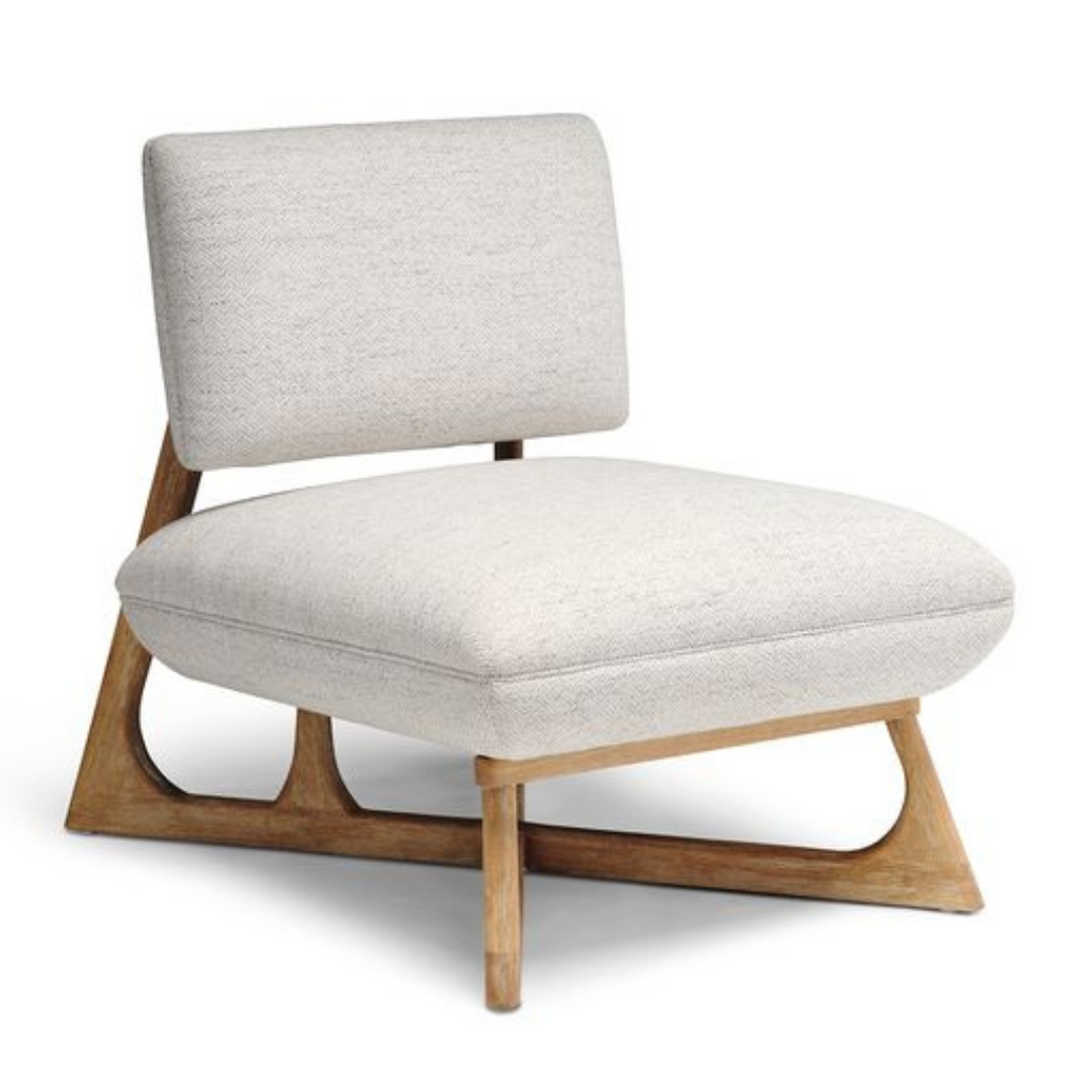 High Design Lounge Accent Chair In Beige and Natural