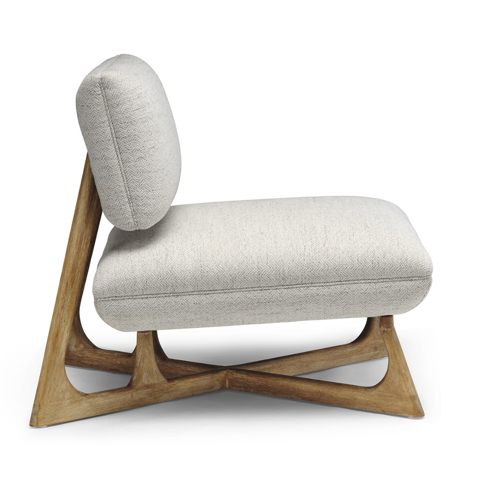 High Design Lounge Accent Chair In Beige and Natural