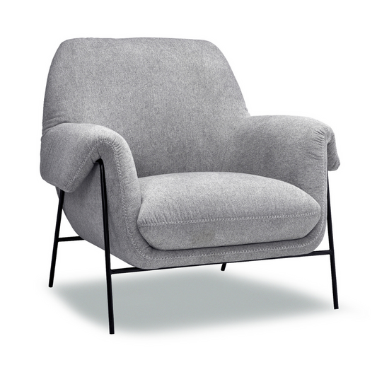 Textured Grey Plush Accent Chair