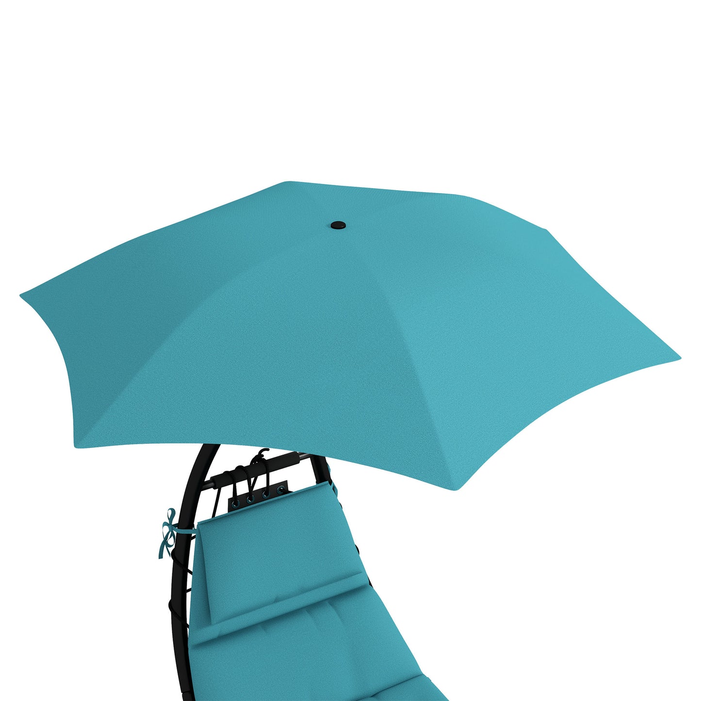 Tanning Chair with Sunshade Roof, Rocking Base, Cushion, Headrest, Turquoise