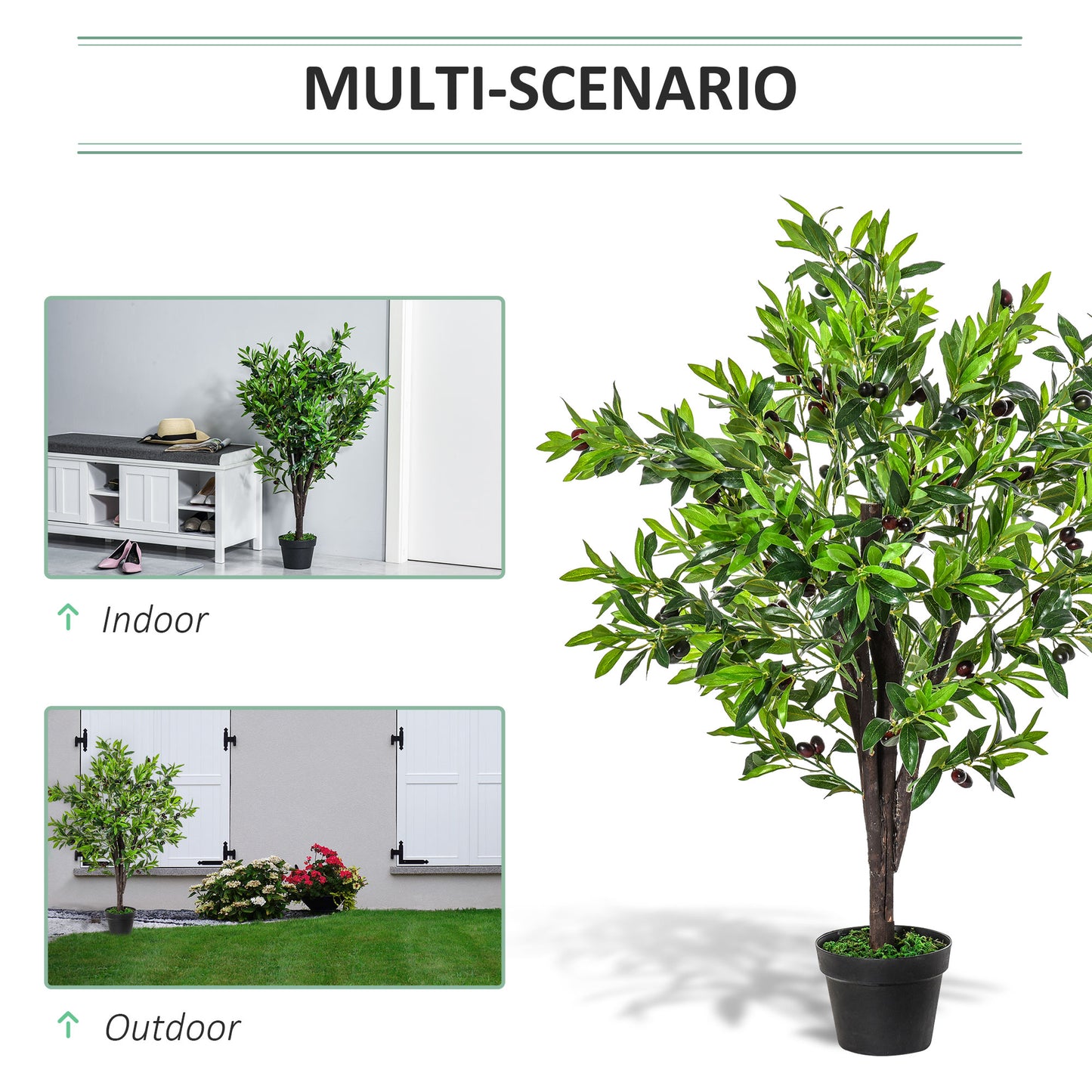 4FT Artificial Olive Tree, Faux Decorative Plant in Nursery Pot for Indoor or Outdoor Décor, Green