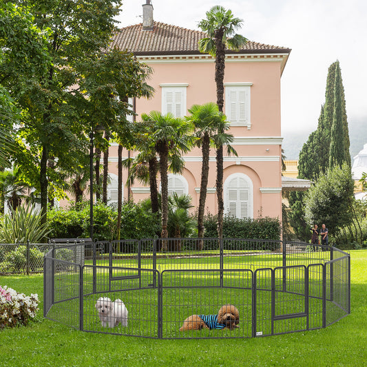 Dog Pen with Gate, 12 Metal Panels Puppy Playpen, Portable Dog Fence Outdoor Indoor, 24"H