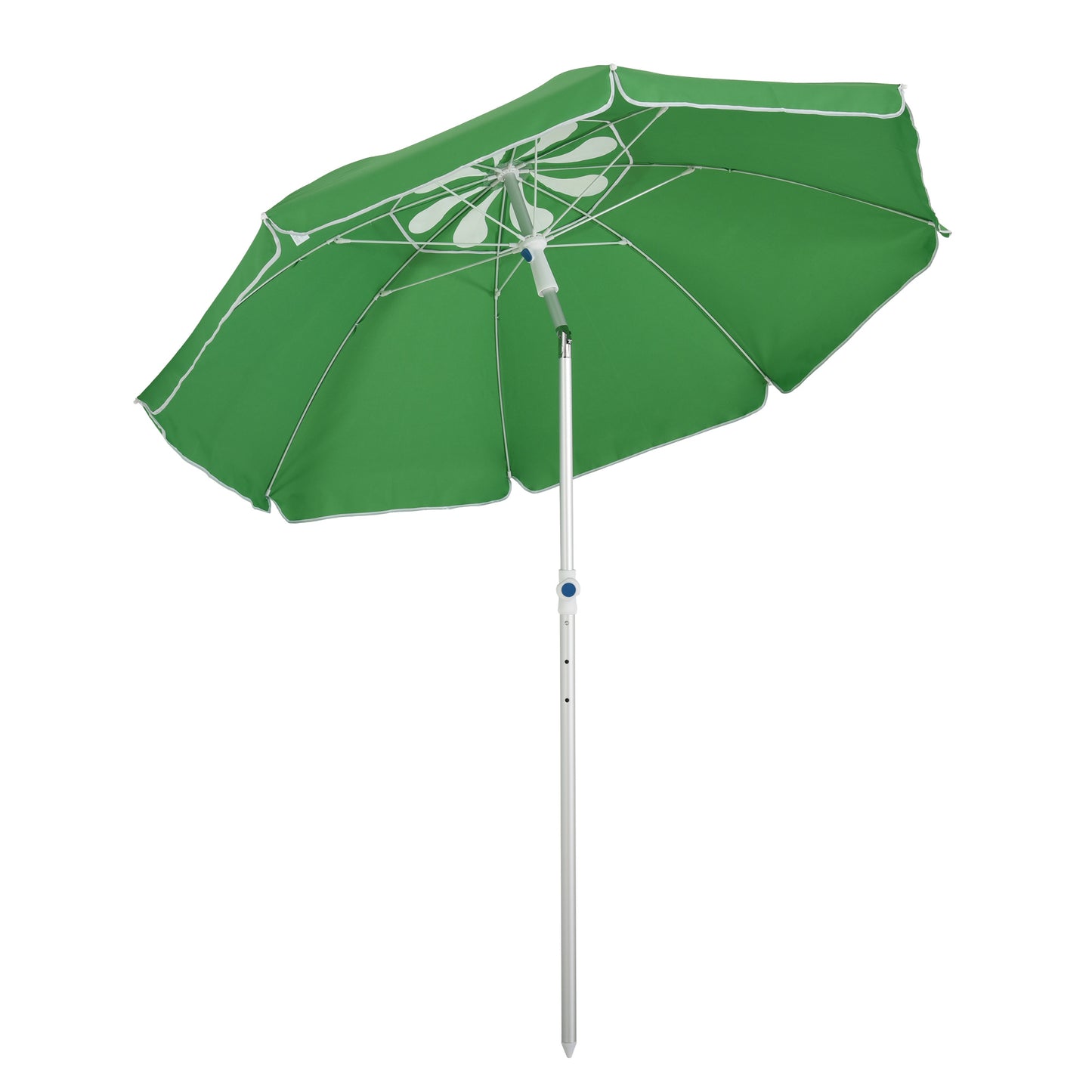 Arc. 6.4ft Beach Umbrella with Aluminum Pole Pointed Design Adjustable Tilt Carry Bag for Outdoor Patio Green