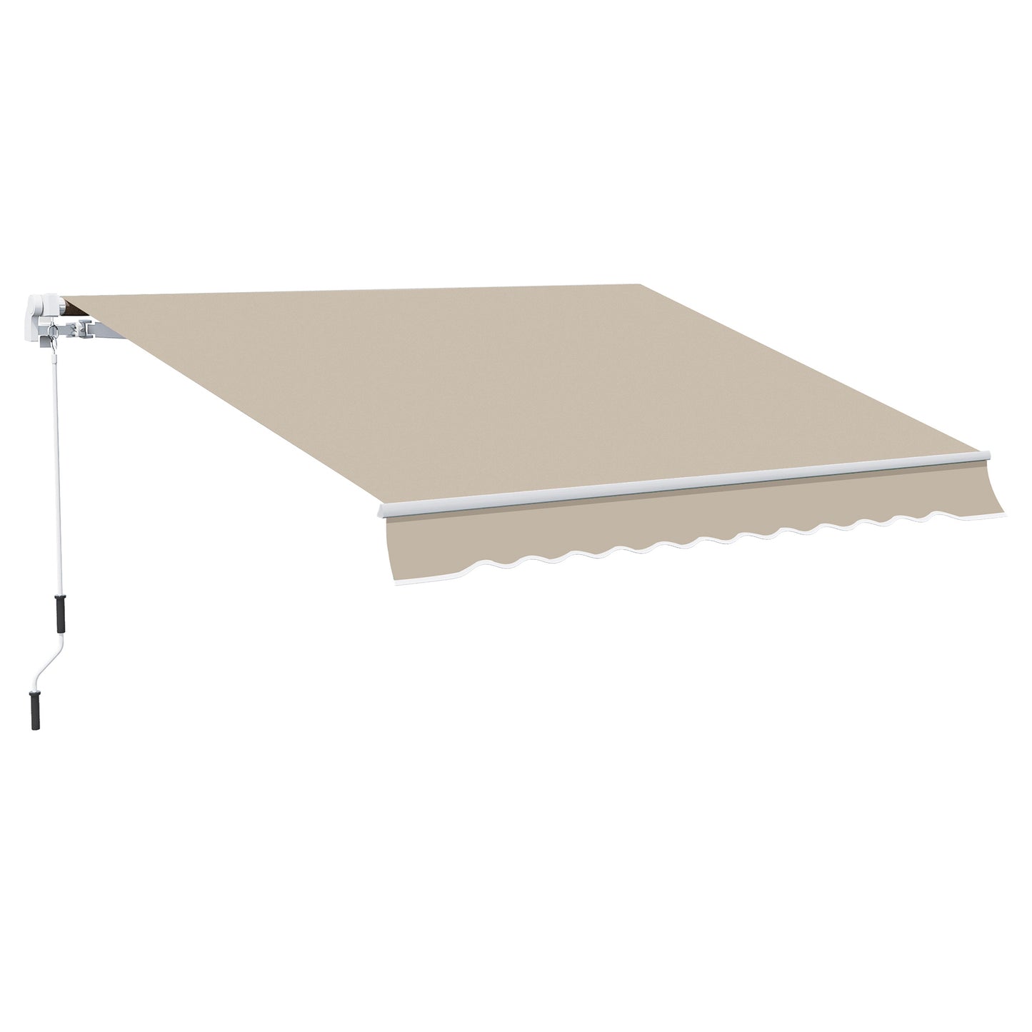 Outsunny 13' x 8' Manual Retractable Patio Awning Sun Shade Outdoor Deck Window Door Canopy Shelter Aluminum Frame (Khaki)