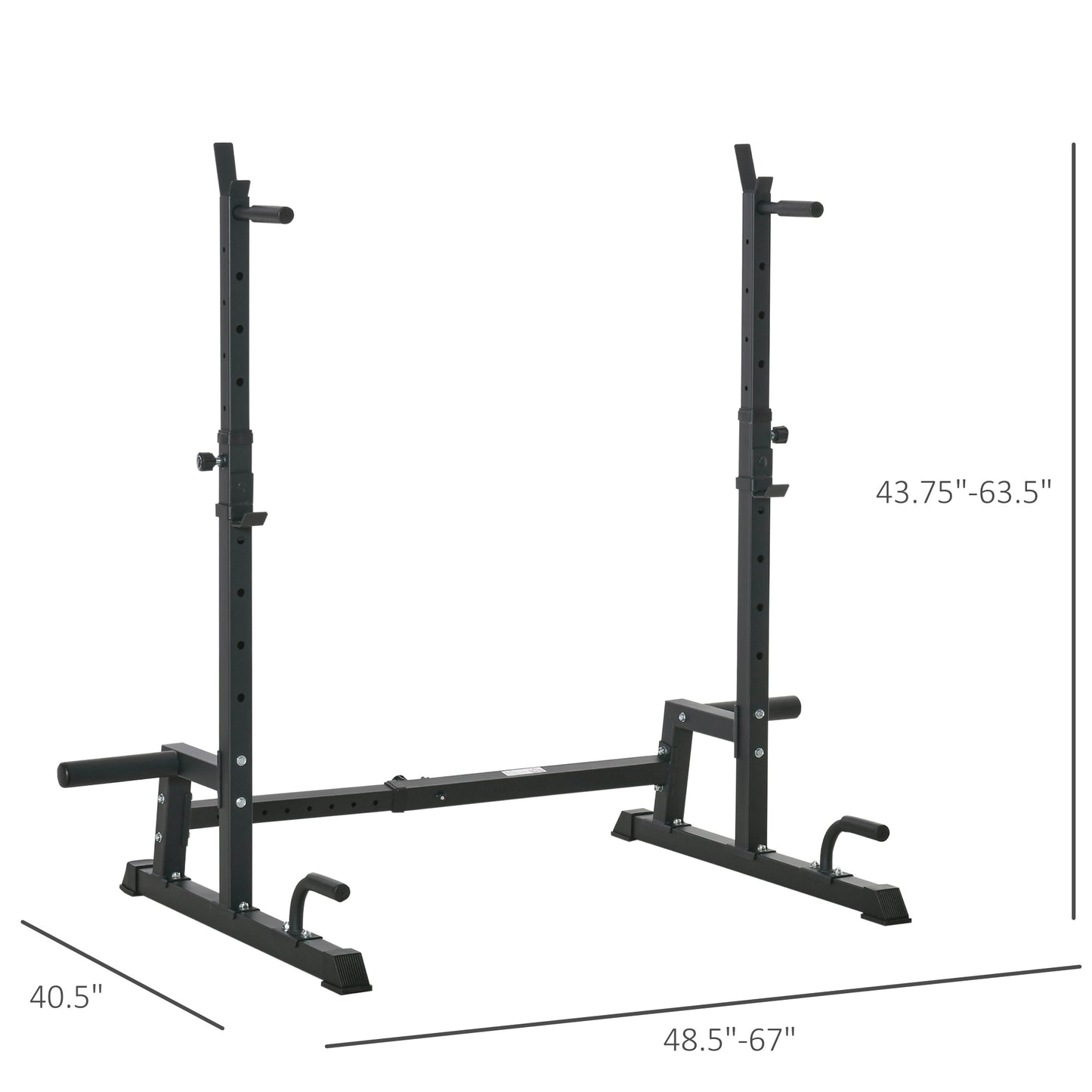 Multi-Function Barbell Squat Rack Stand, Heavy-Duty Strength Training Dumbbell Rack, Height Adjustable Weight Lifting Bench Press Dip Station for Home, Gym, Black