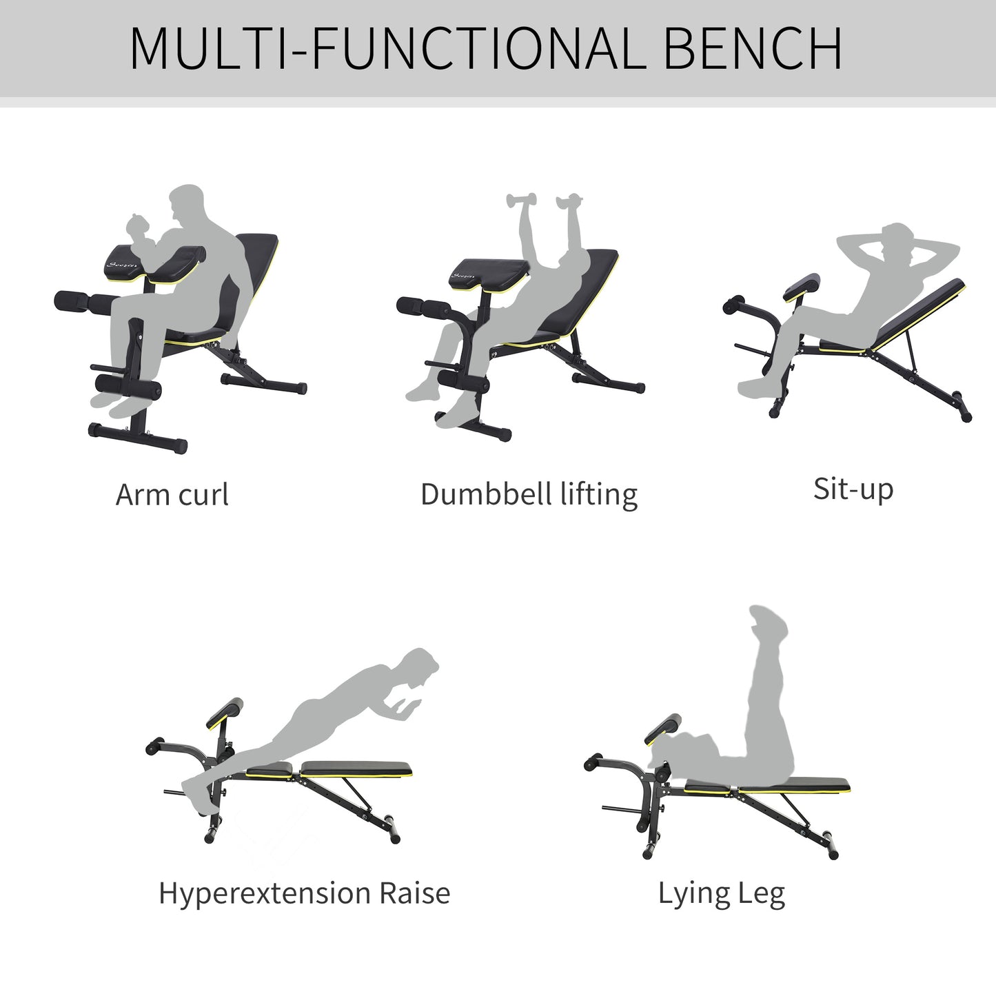 Adjustable Weight Bench, Sit Up Dumbbell Bench, Multi-Functional Purpose Hyper Extension Workout Bench with Adjustable Seat and Back Angle