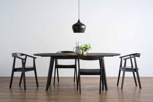 Mid-Century Modern Extendable Dining Table - Black