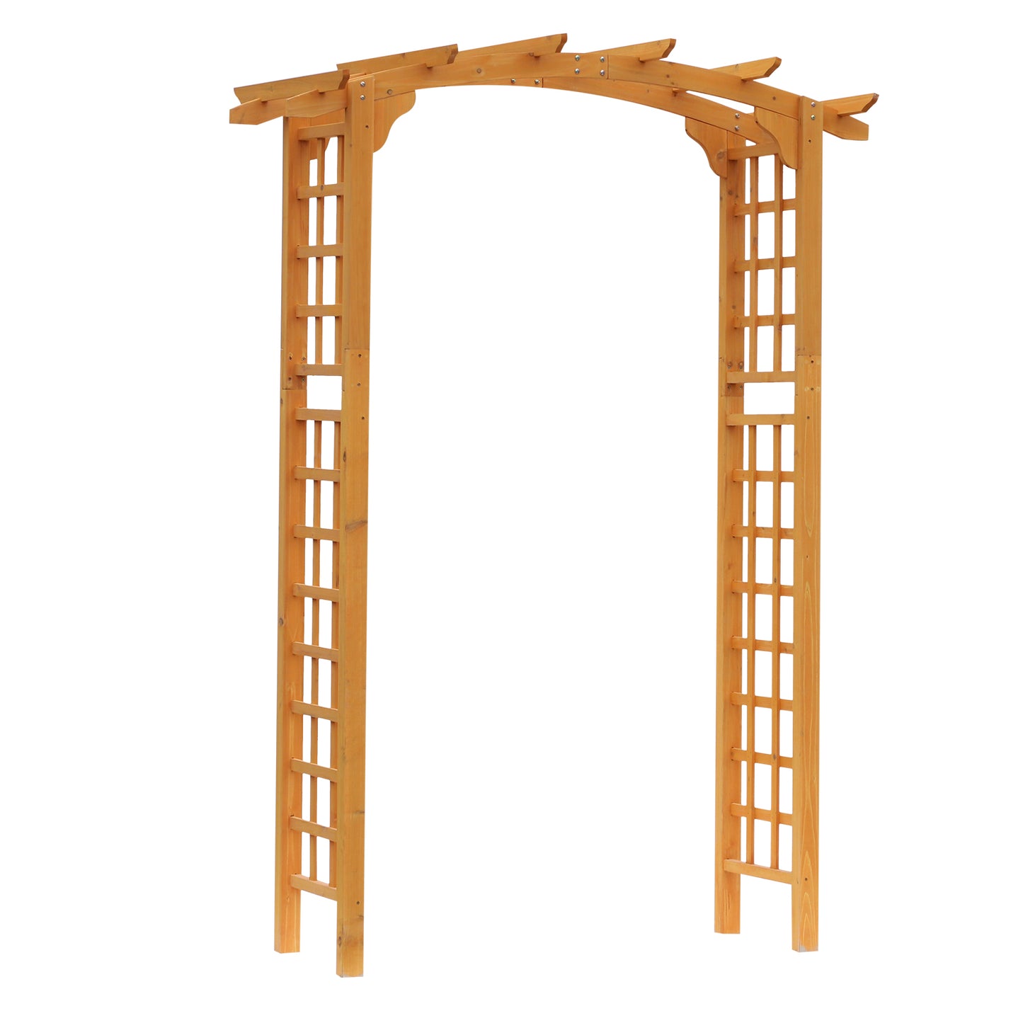 7.5ft Fir Wood Garden Arch Trellis Outdoor Walkway Round Pergola Style Arbor for Decorative Climbing Plants Patio Lawn Backyard Party Ceremony Decoration Accessories