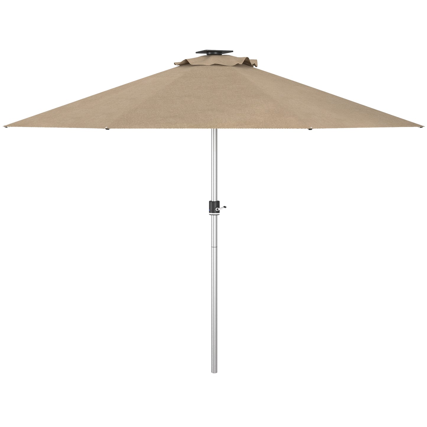 Outsunny LED Patio Umbrella, Lighted Deck Umbrella with 4 Lighting Modes, Solar & USB Charging, Khaki