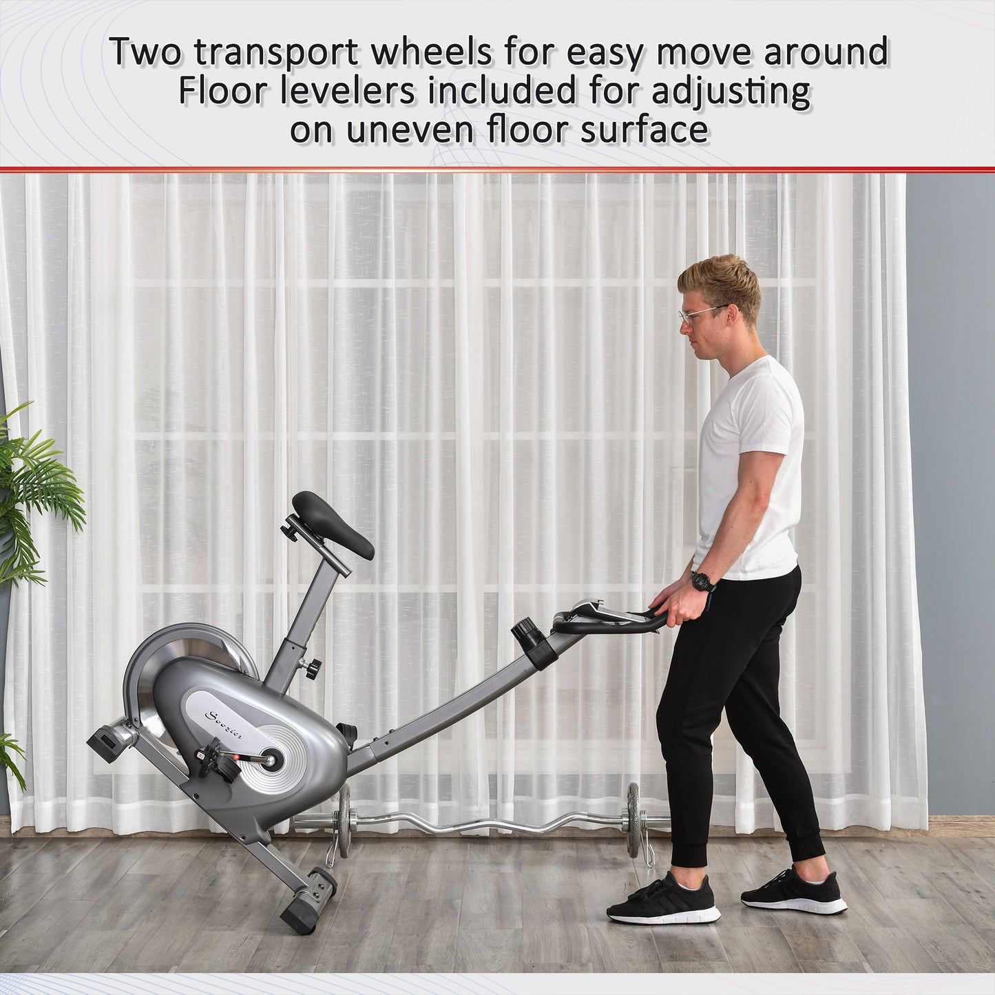 Exercise Bike with 10-Level Adjustable Magnetic Resistance, Indoor Cycling Bike Home Cardio Workout Trainer, 16lbs Flywheel, LCD Display, and Adjustable Seat, Grey