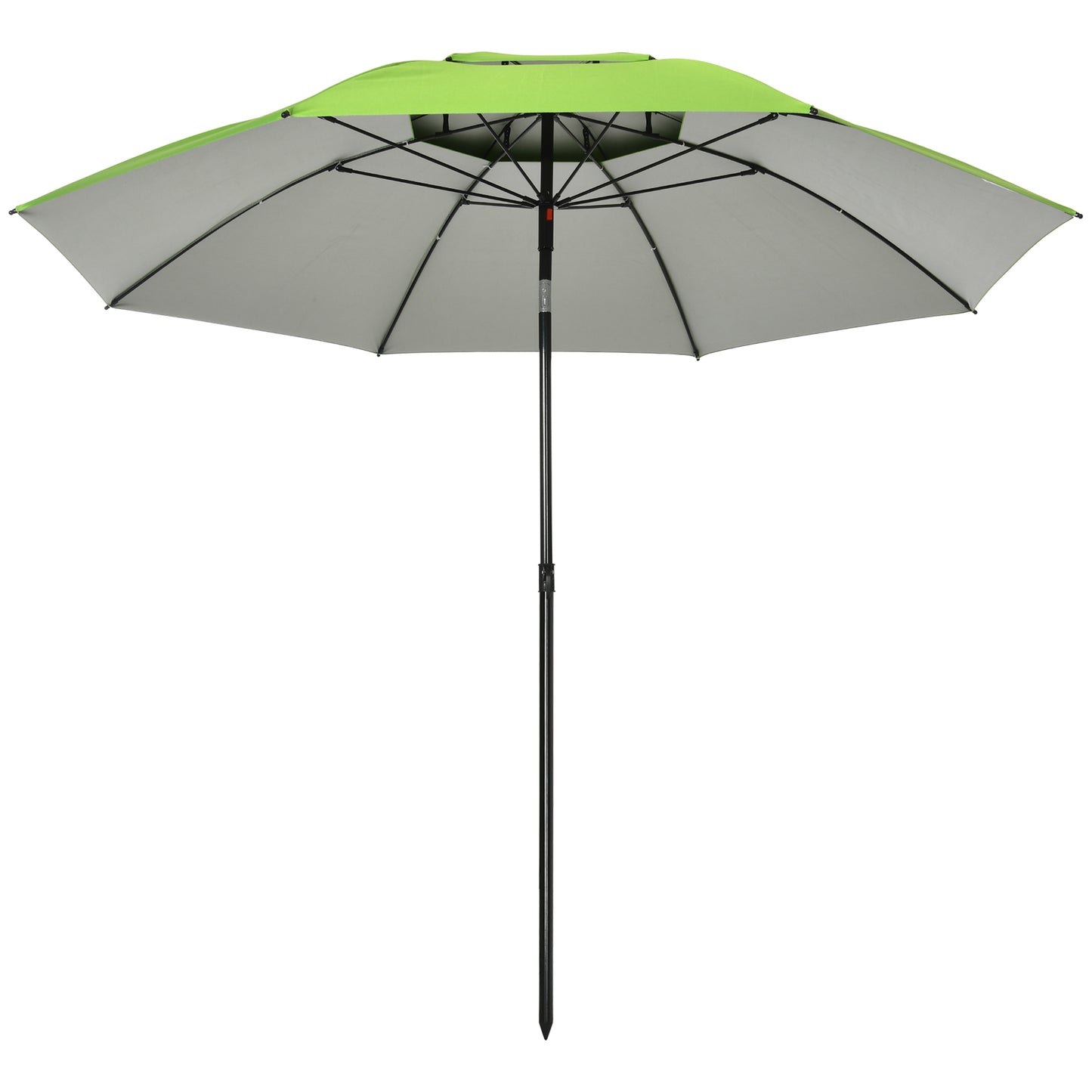 6.6ft Arced Beach Umbrella Angle Adjustable Patio Umbrella w/ Steel Frame, Carry Bag, UV30+ Outdoor Umbrella, Green