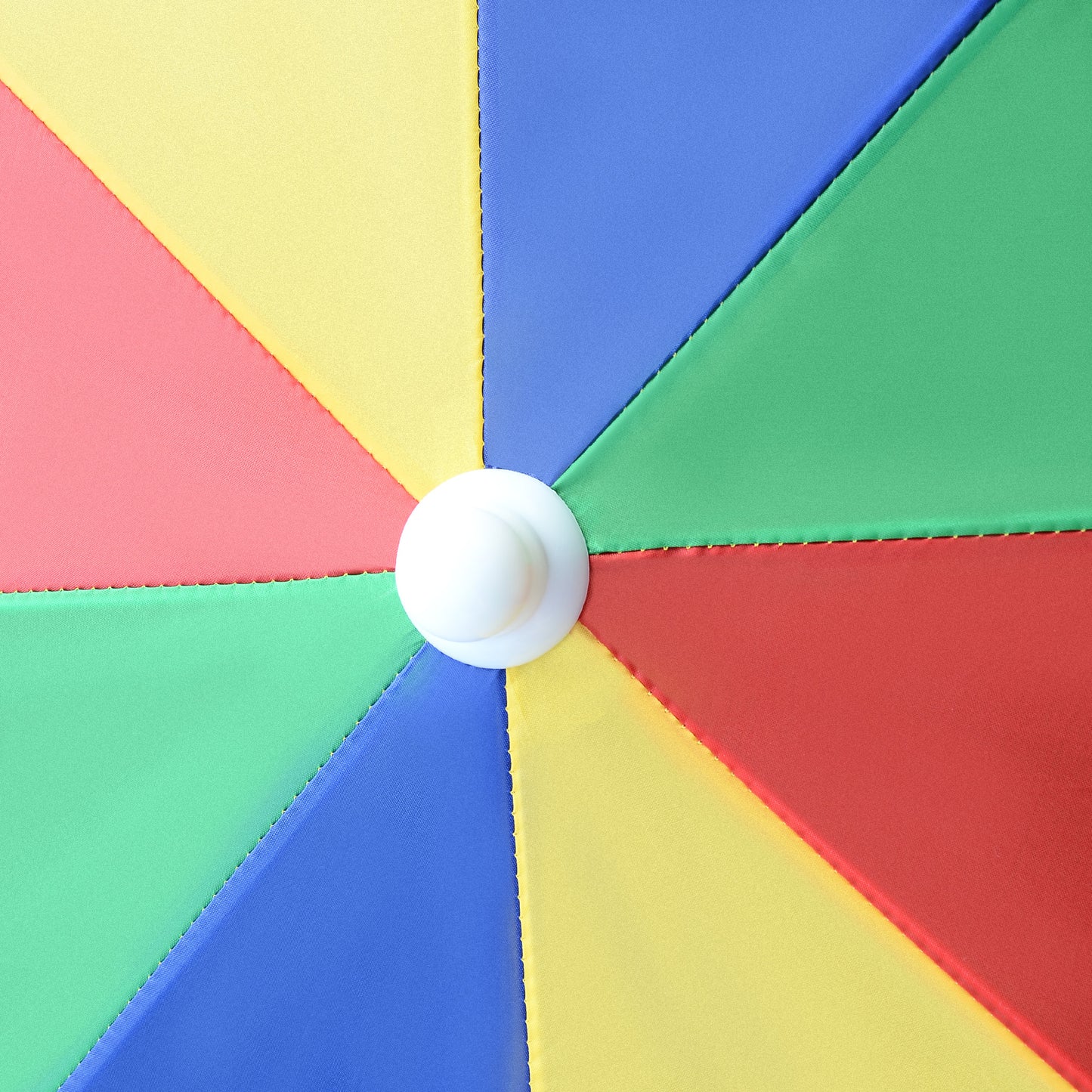 5ft Round Beach Umbrella Outdoor UV Protection Sun Shade Canopy w/ Push Button Tilt Pole Rainbow