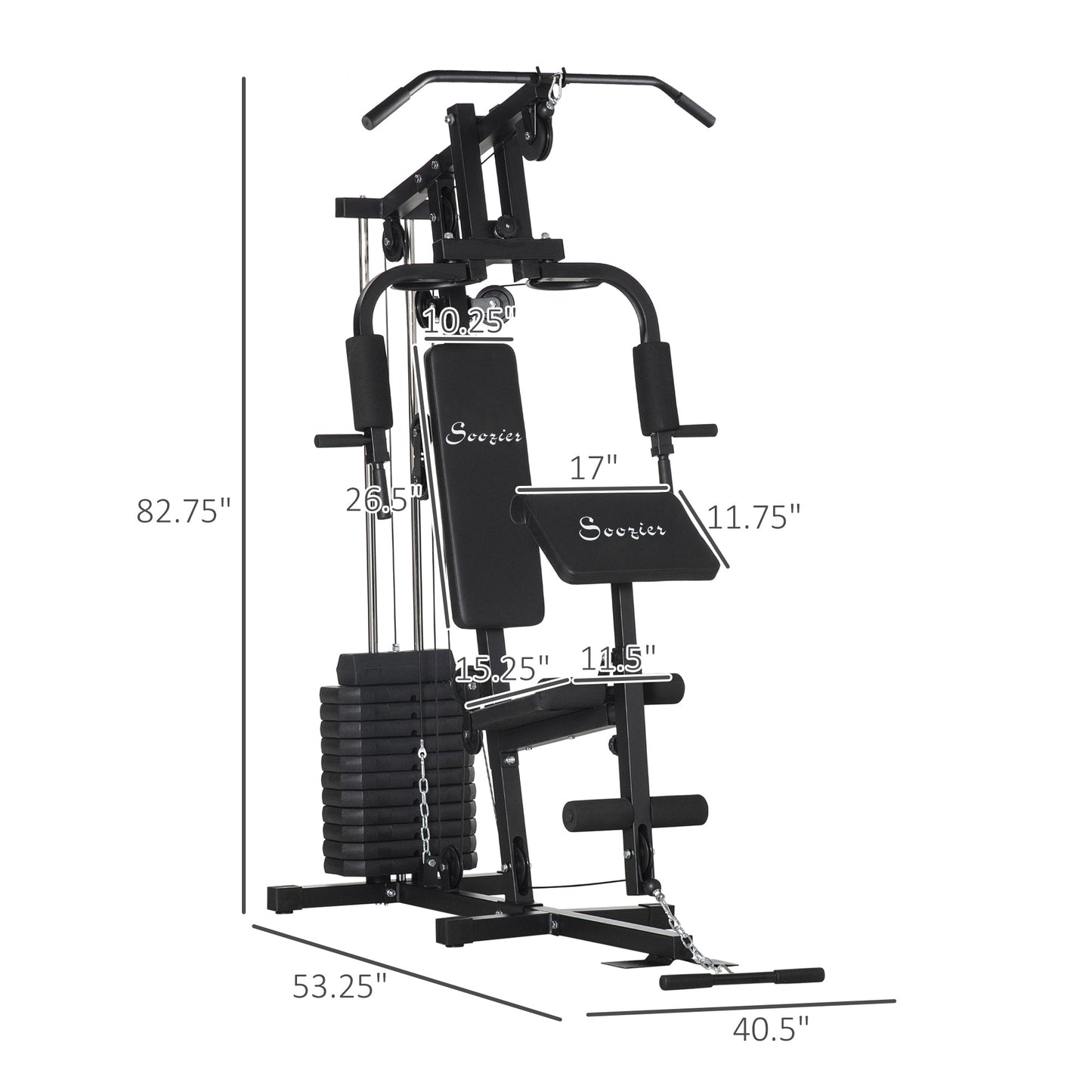 Home Gym Equipment, Multifunction Workout Machine with 145lbs Weight Stack for Full Body Workout and Strength Training