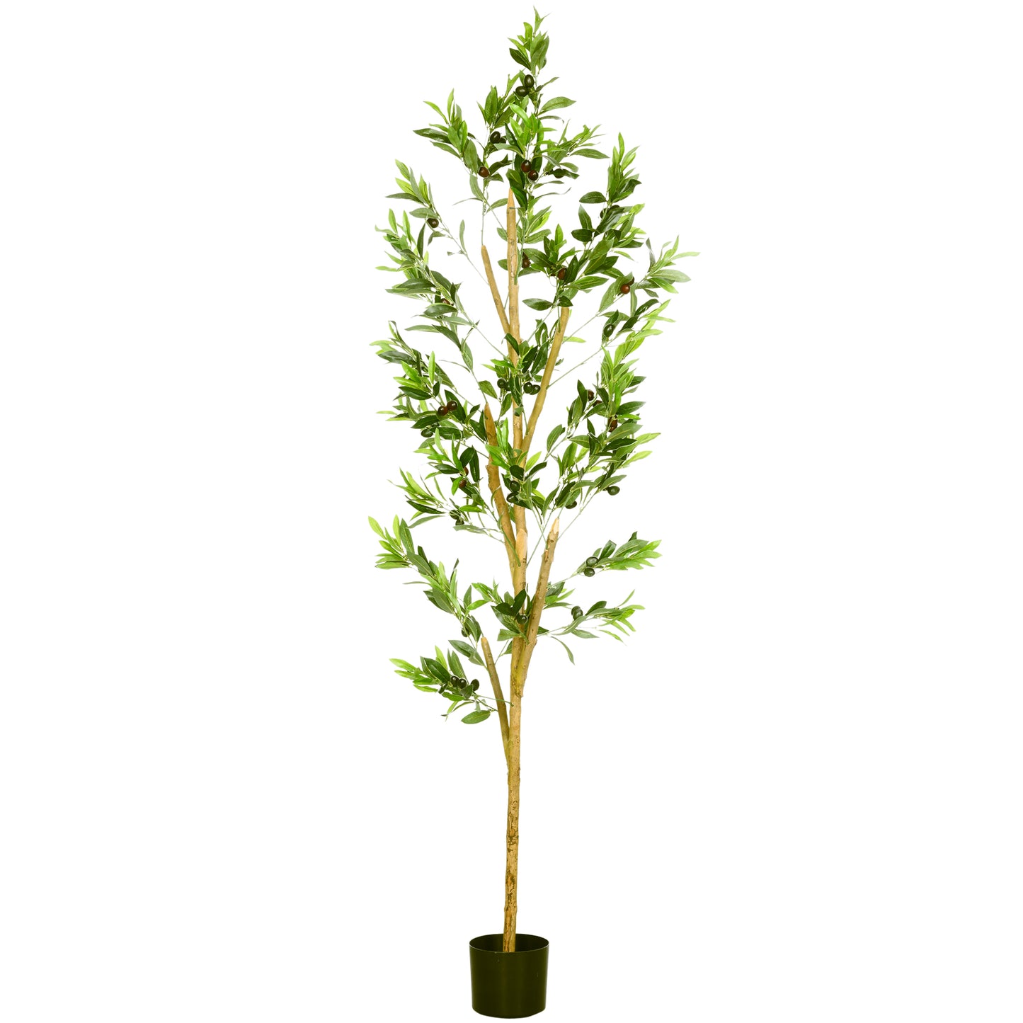 Artificial Tree Olive Tree Fake Plants in Pot for Home Office Living Room Decor, 6"x6"x71", Green