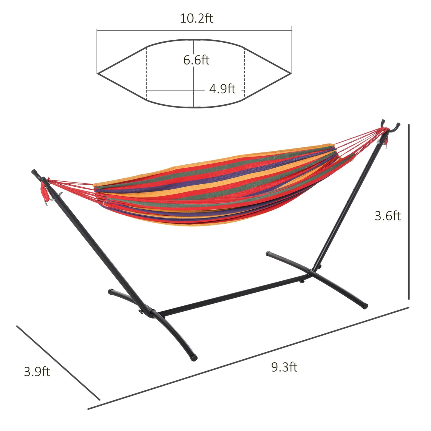 Patio Hammock with Stand, Fabric Outdoor Hammock Bed with Stand, Free Standing Adjustable Lounge Chair Includes Portable Carrying Case for Outdoor or Indoor