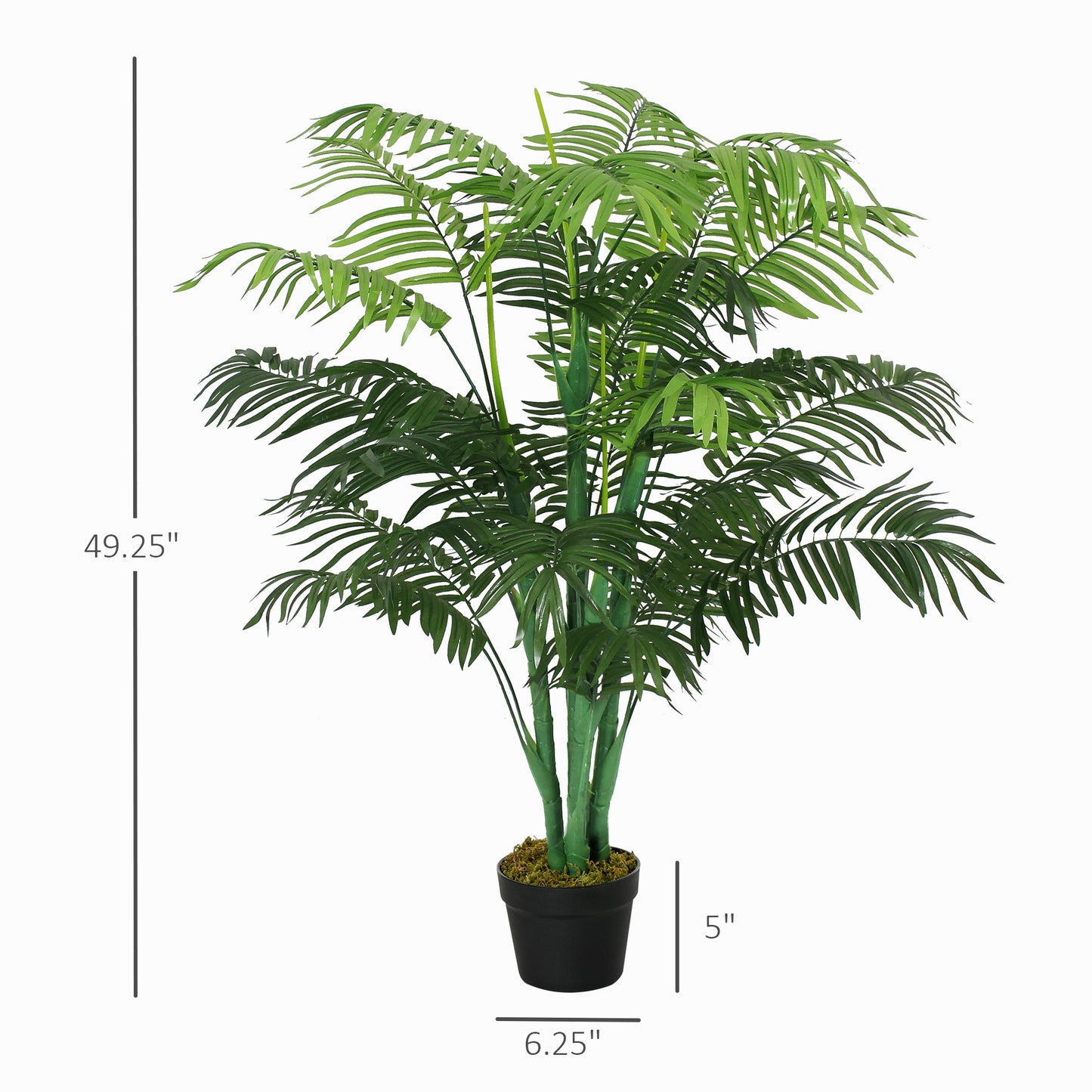 4FT Artificial Palm Tree Faux Plant with 18 Leaves in Nursery Pot for Indoor Outdoor Greenery Home Office Decor