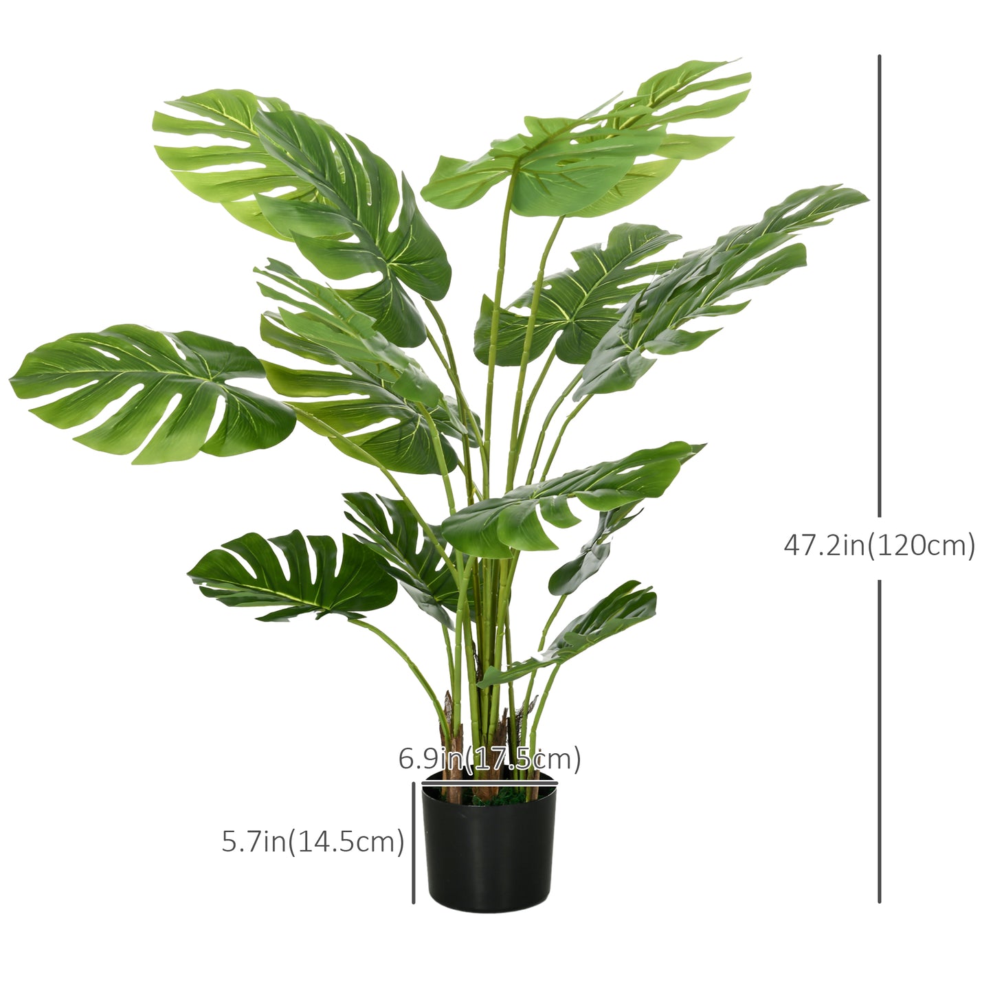 Set of 2 4ft Artificial Tree Monstera Deliciosa, Indoor Outdoor Fake Tropical Palm with Pot, for Home Decor