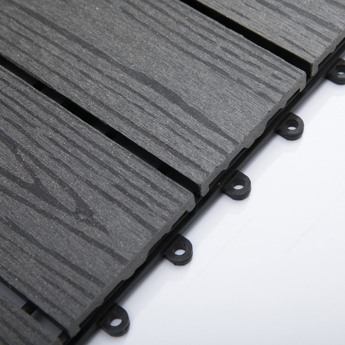 12 x 12 HDPE Interlocking Composite Deck Tile 11 Pack for the Patio or Porch for a New Classic Look, Grey