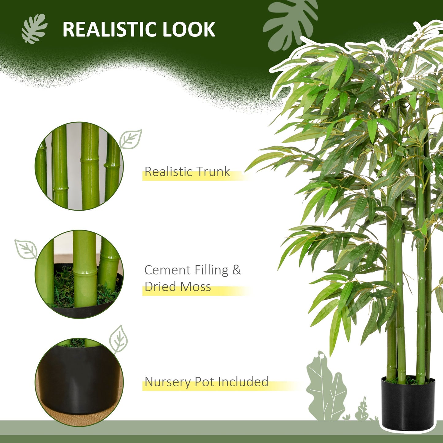 4.5FT Artificial Bamboo Tree Faux Decorative Plant in Nursery Pot for Indoor Outdoor Décor