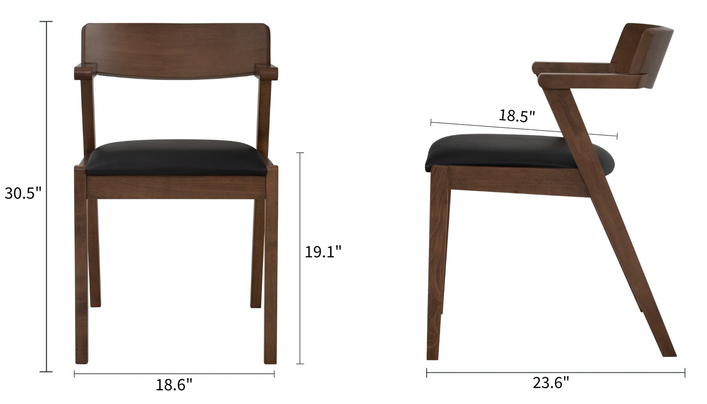 Zed Dining Chair - Walnut & Black (1 PC)