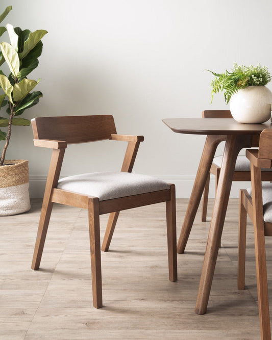 Zed Dining Chair - Walnut & Light Grey (1 PC)