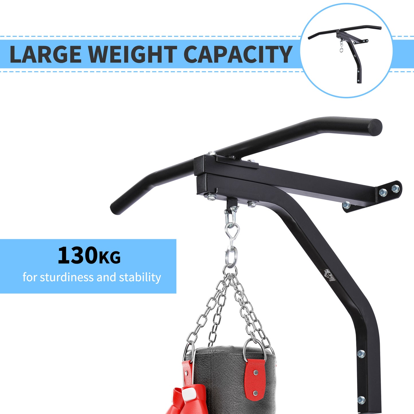 Punching Bag Hanger with Pull-up Bar Wall Mount Bracket Kick Boxing MMA Training Frame Home Fitness Workout Pull Up Bar