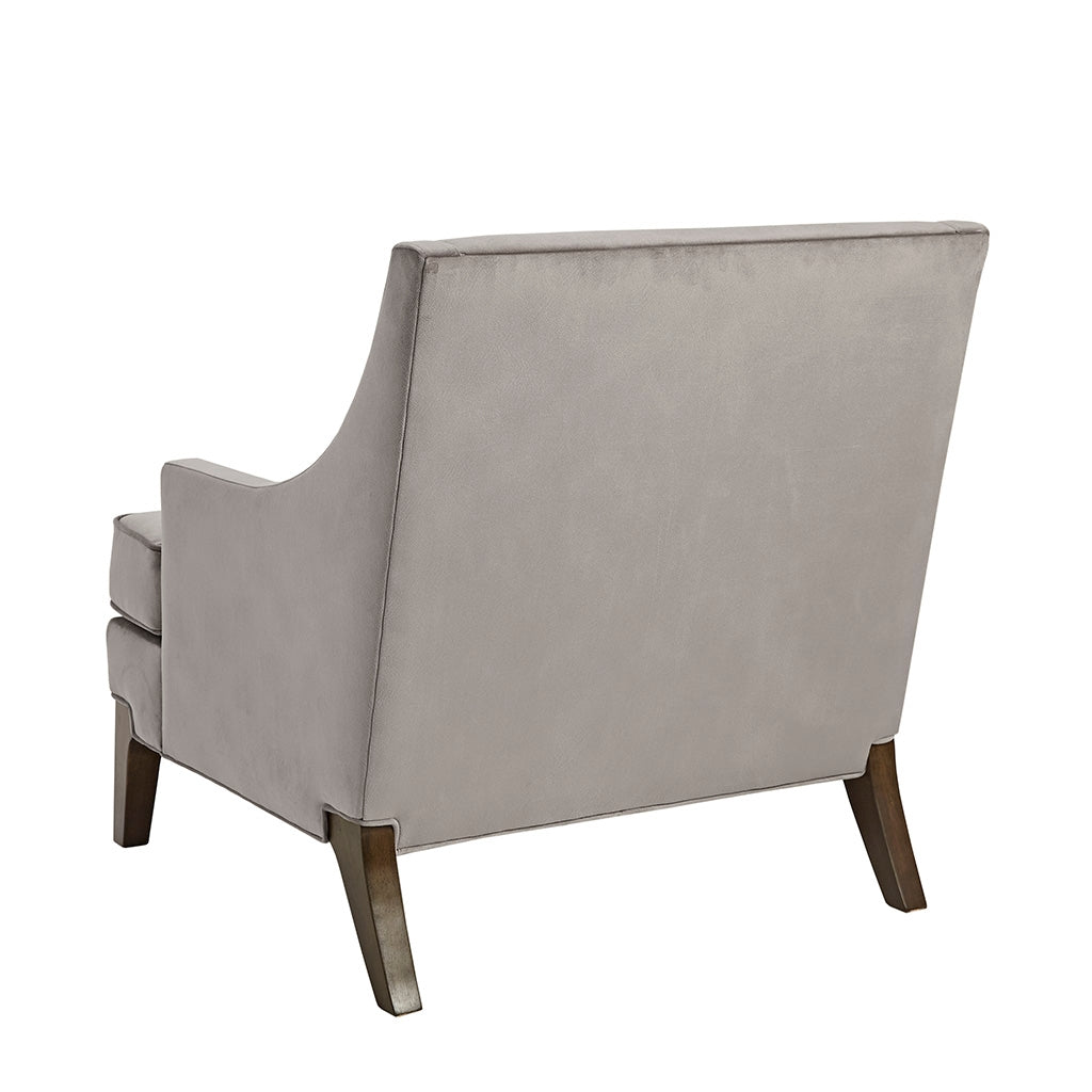 Upholstered Armchair with Lumbar Pillow, Grey