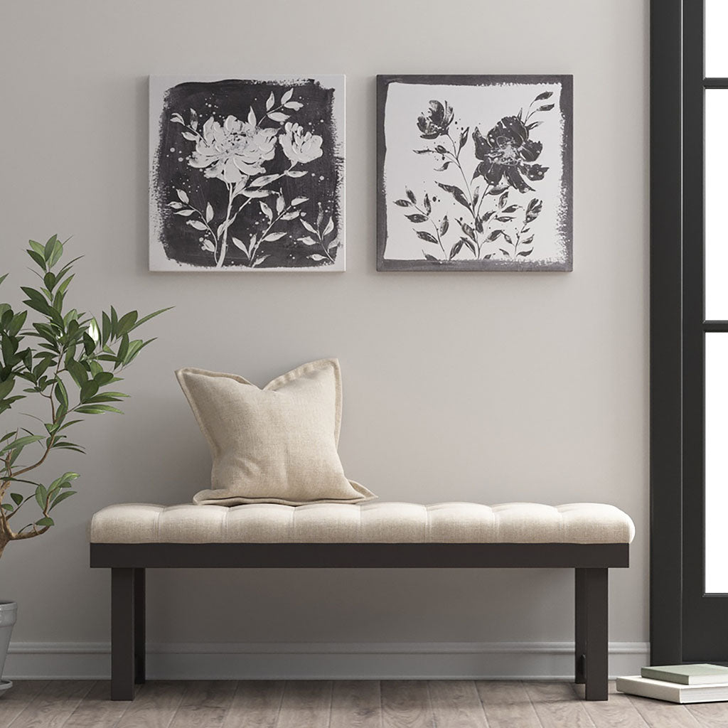 Floral Black and White Canvas Wall Art 2-Piece Set