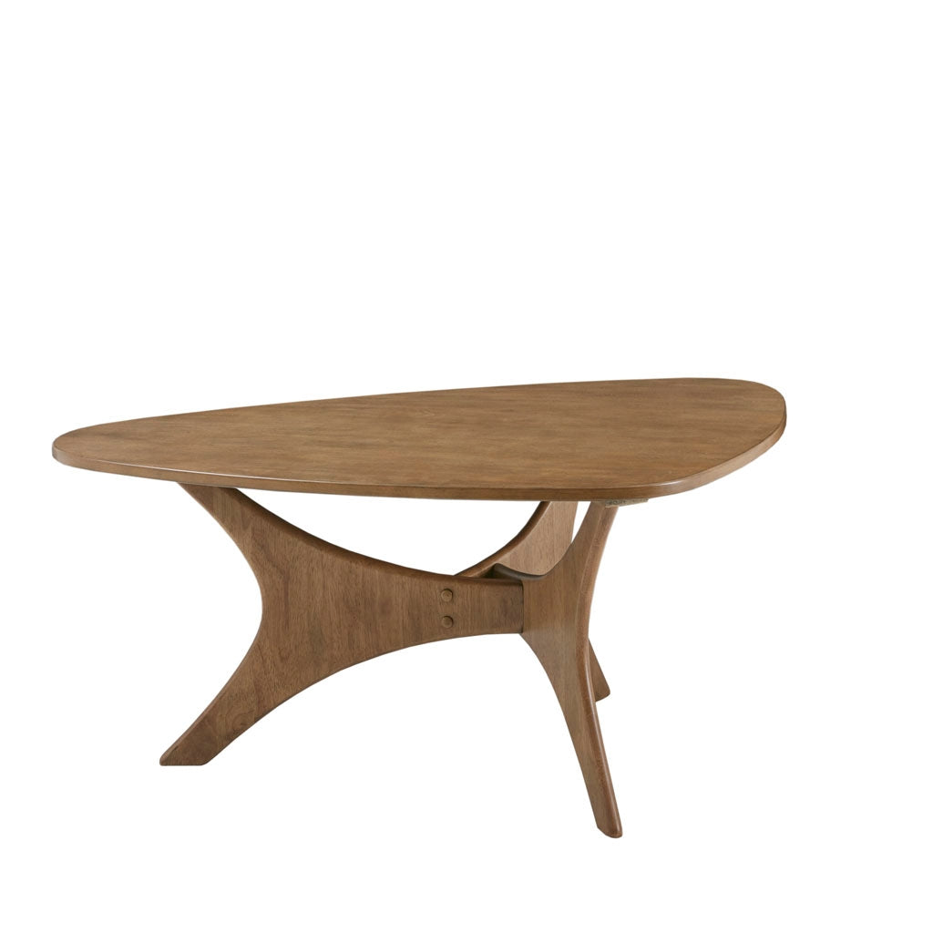 Modern Mid-Century Triangular Wood Coffee Table, Natural