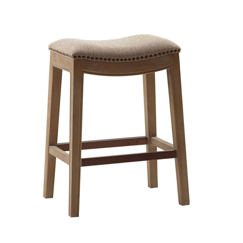 Rustic Farmhouse Saddle Counter Stool, Taupe