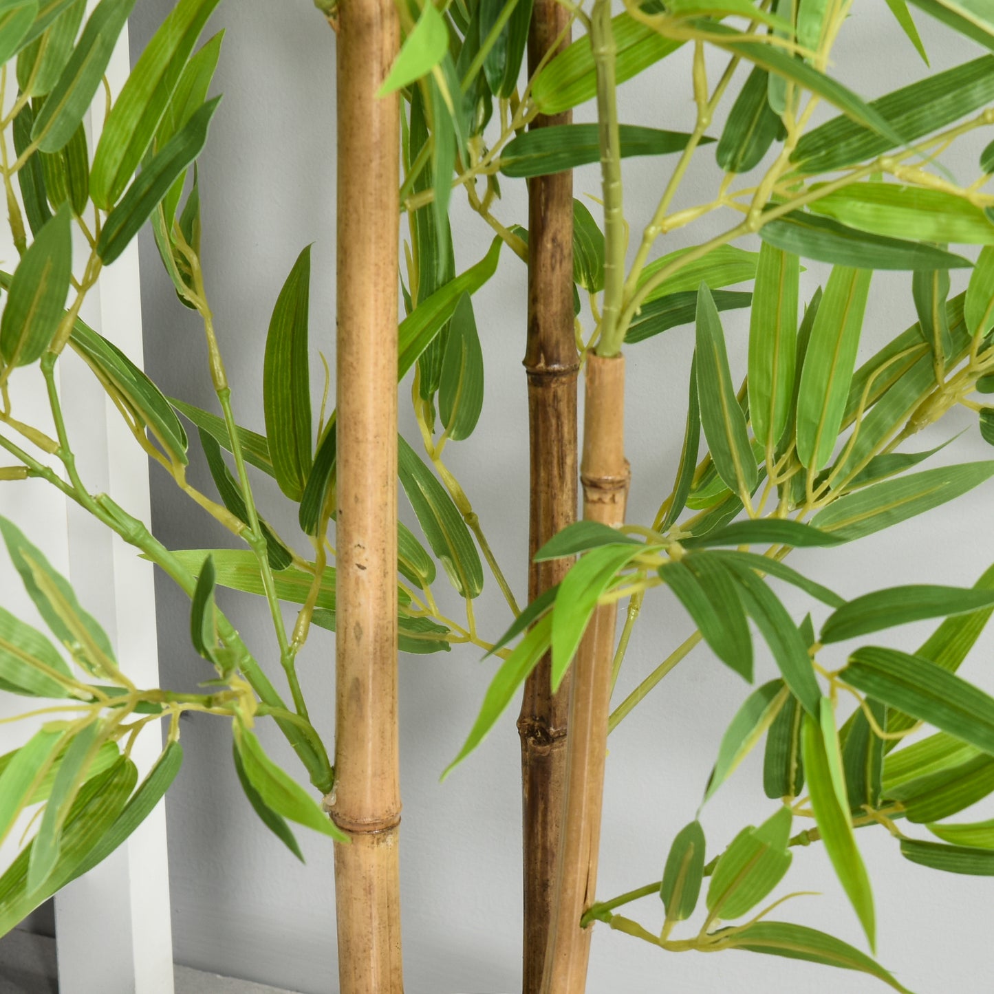 4FT Bamboo Silk Artificial Tree Fake Tropical Tree Imitation Leaf Faux Decorative Plant in Nursery Pot for Indoor Outdoor Decor