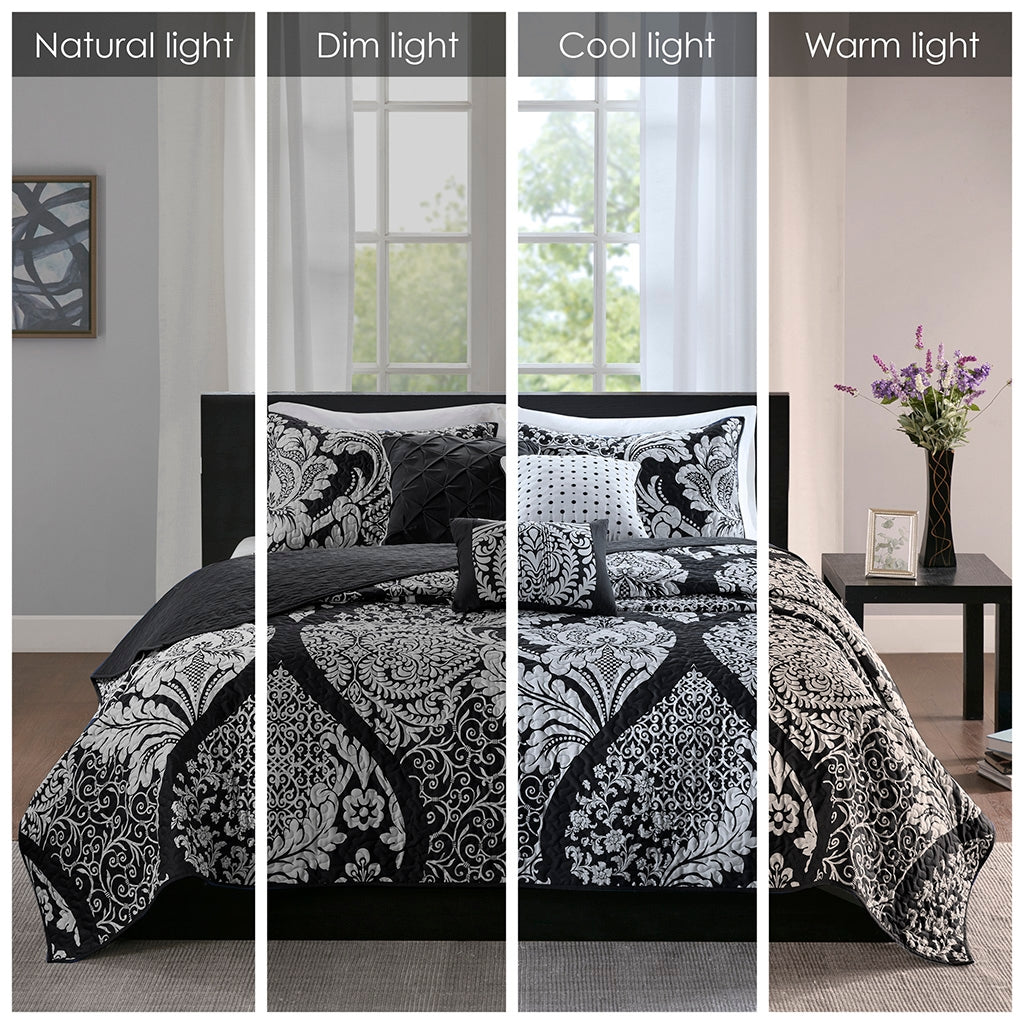 Transitional 6-Piece Quilt Set, Black