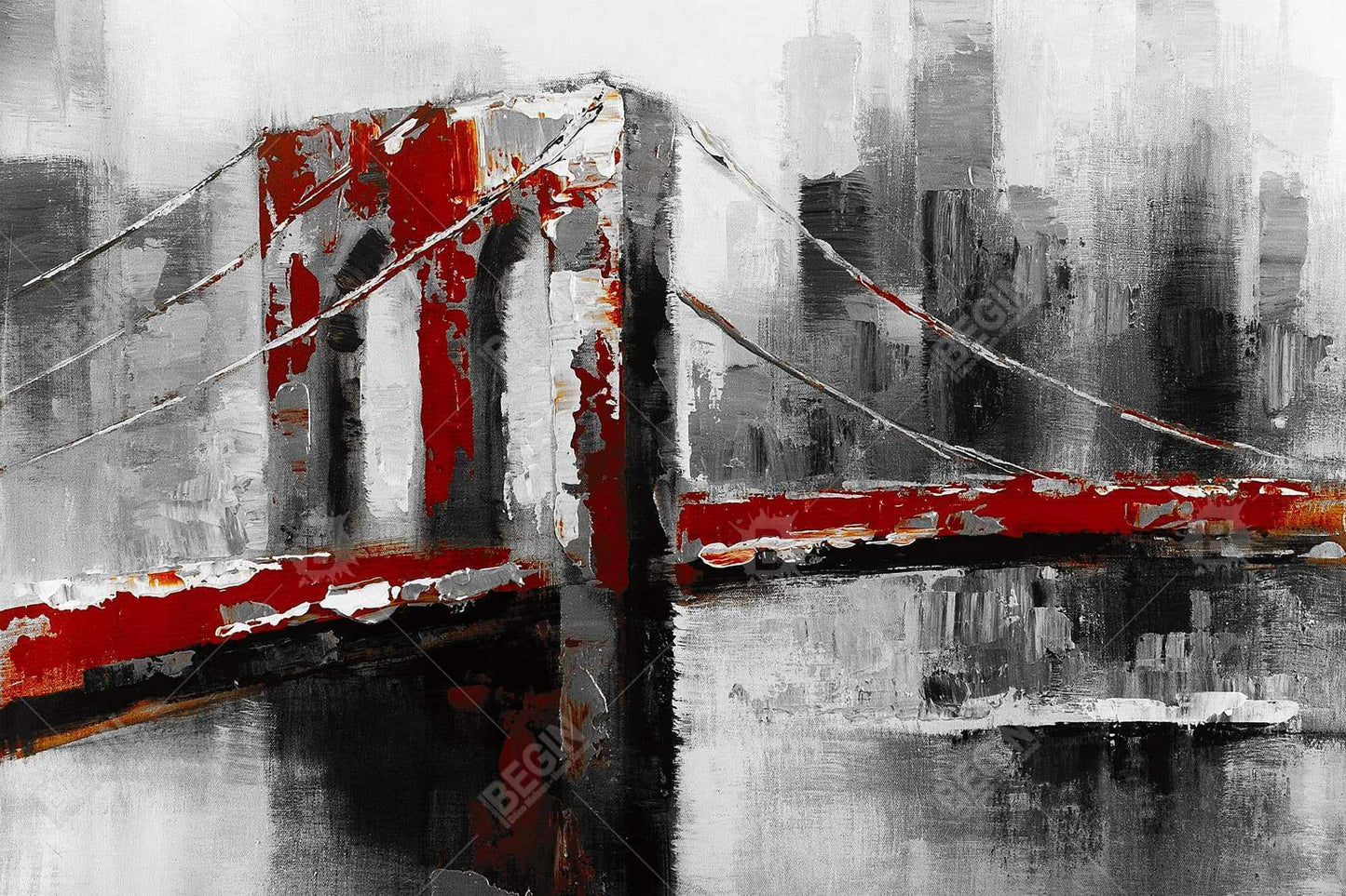 Abstract and Red Brooklyn | Framed Print On Canvas 24" X 36"