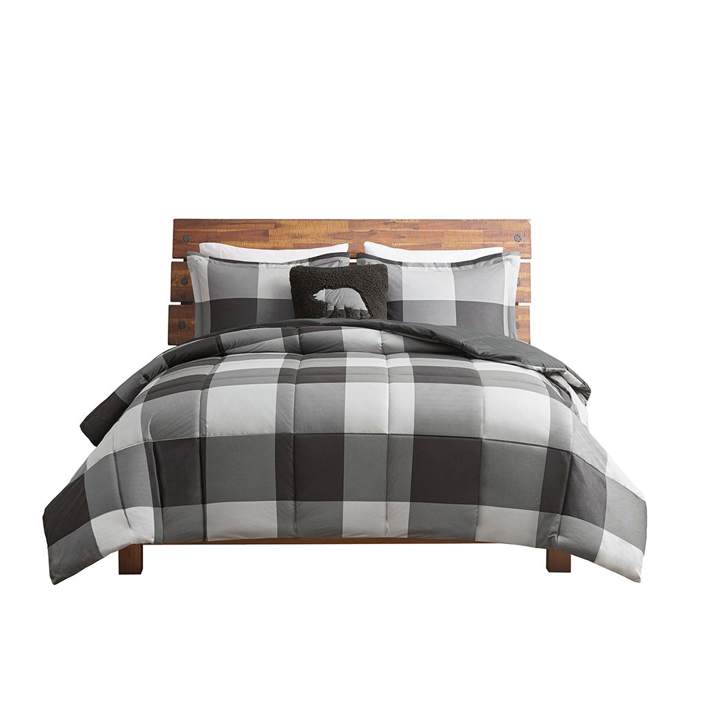 Cabin Down Alternative Comforter Set, Grey Buffalo Check