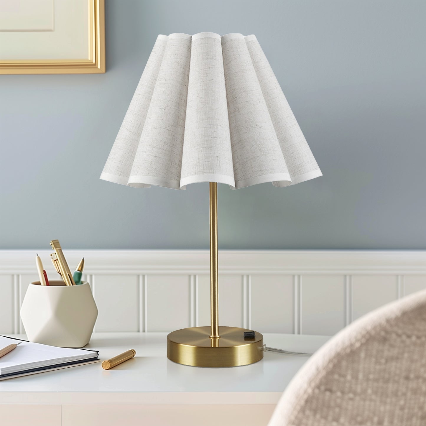 Tap-Control and Dimmable Accent Table Lamp with Power Outlet