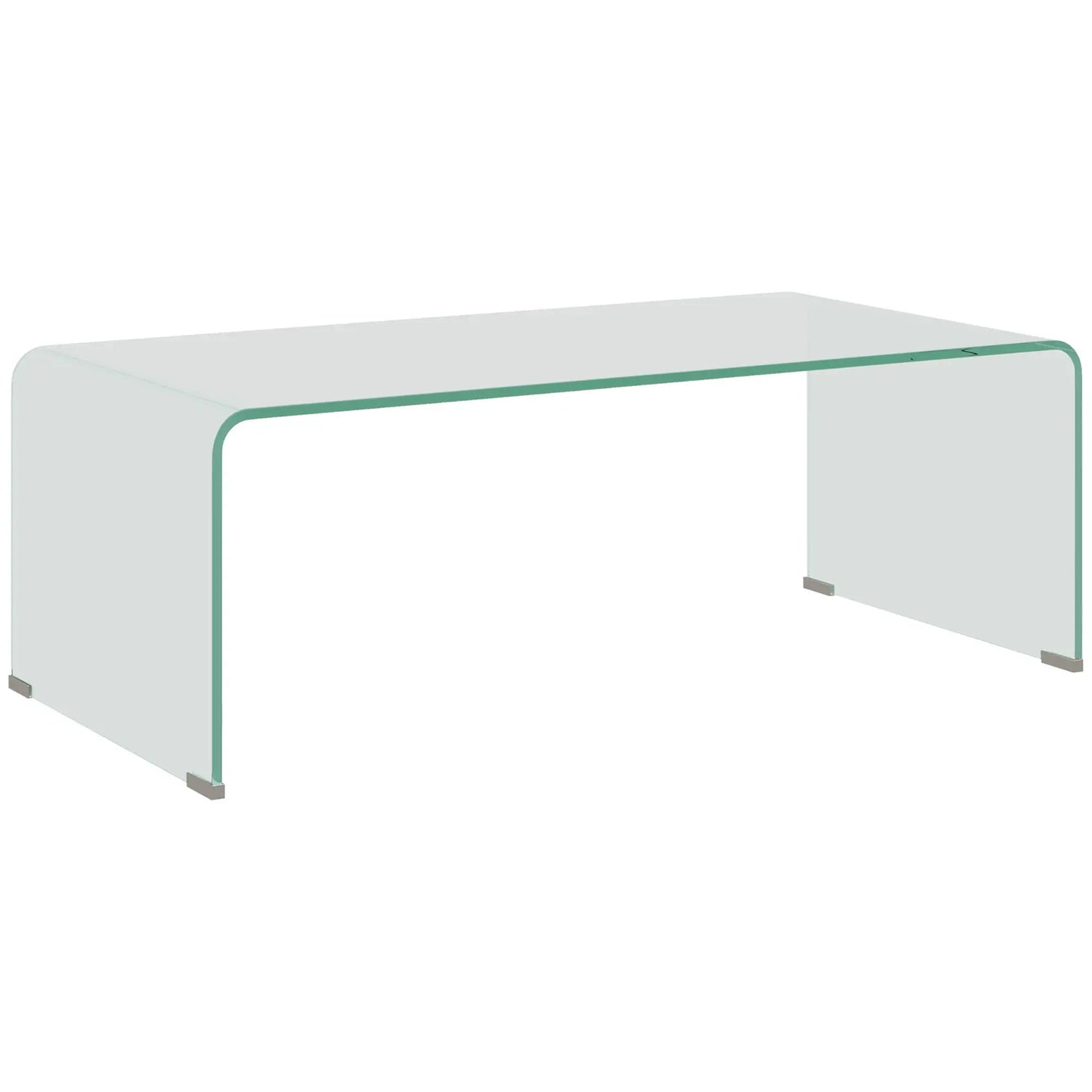 Clear Glass Coffee Table with Safe Rounded Edges