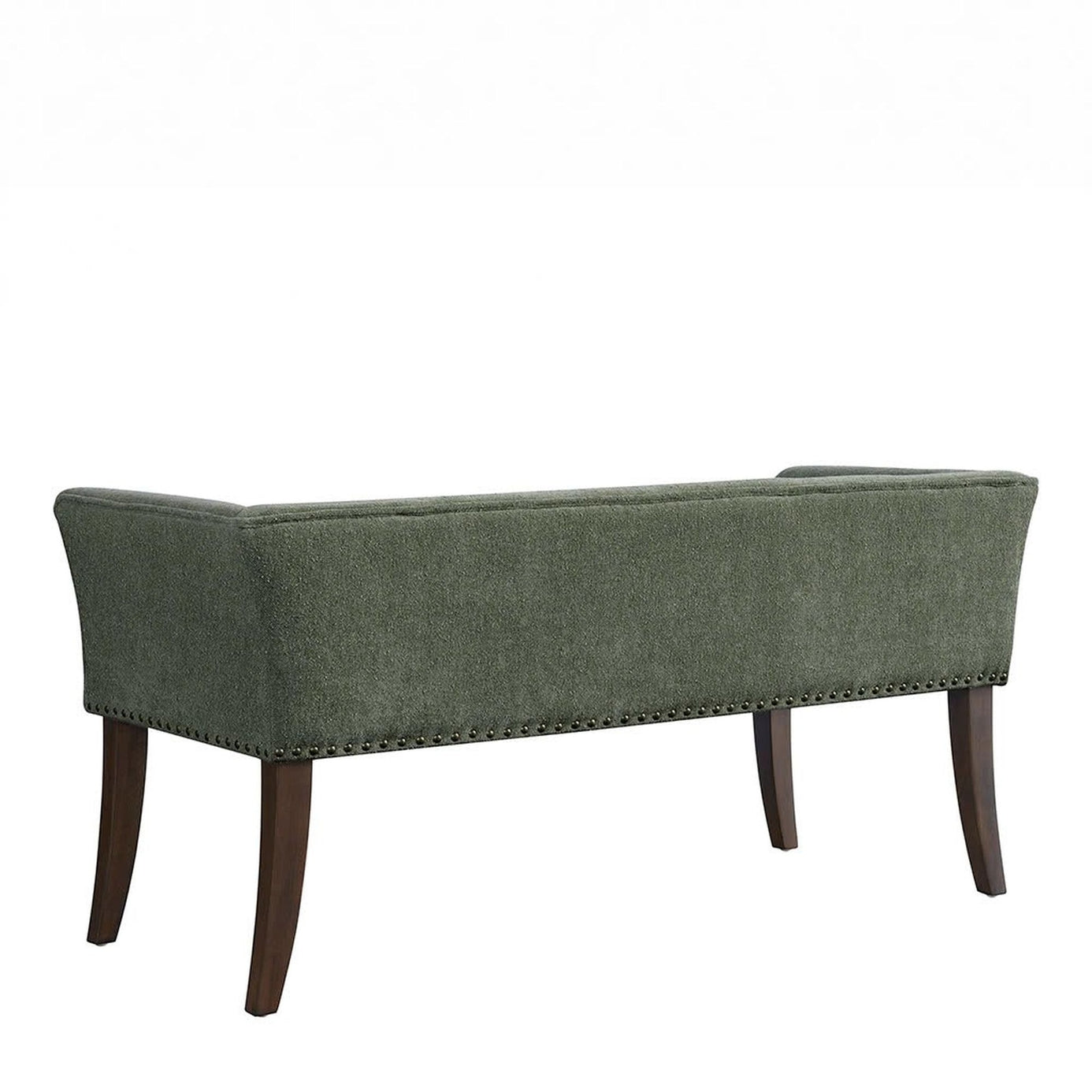 Green 49.5" Upholstered Bench with Back & Wood Legs