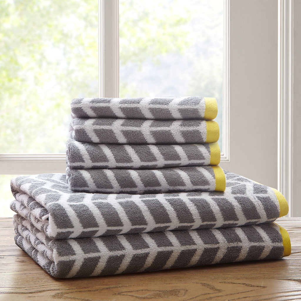 6-Piece Highly Absorbent Bathroom Towel Set, Yellow