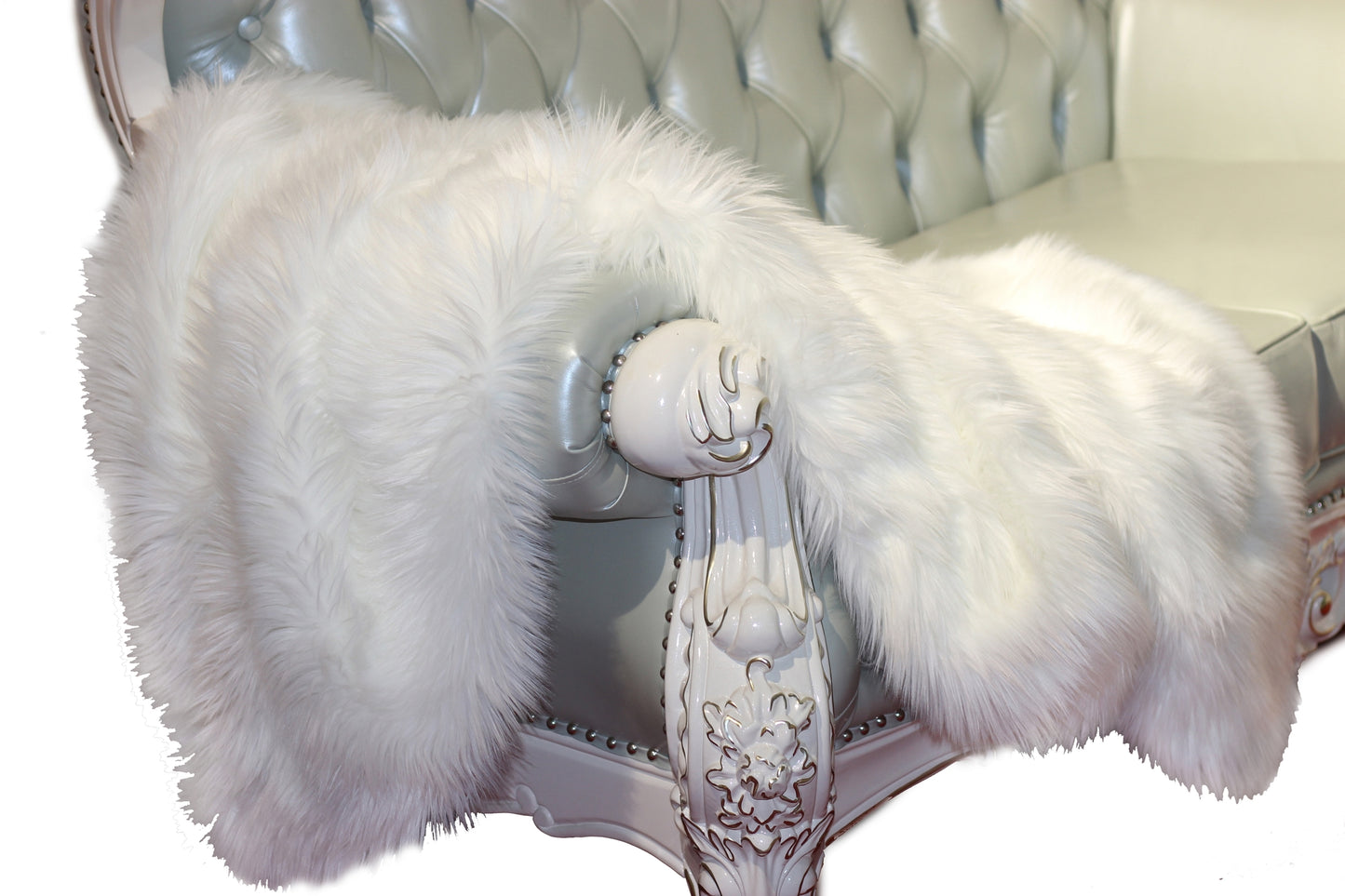 Luxury Decorative Faux Fur Throw in White - 50-inch X 60-in